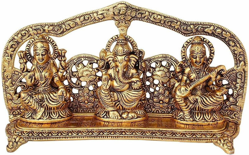 NOBILITY Lakshmi Ganesh Saraswati Statue Idol Showpiece Deepam Traditional Gift for Diwali Puja Home Decoration Wedding Return Gift Items