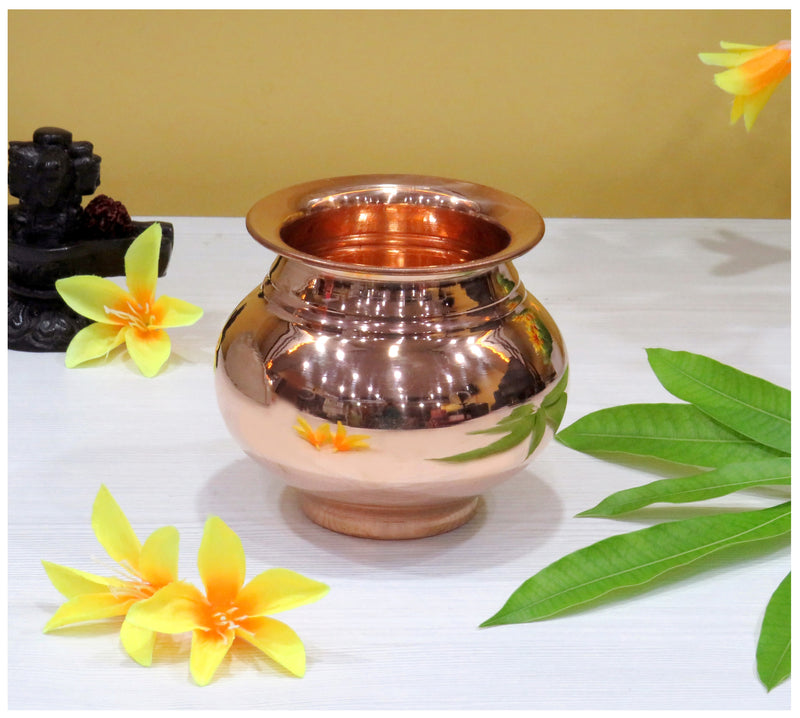 NOBILITY Copper Kalash Lota Gadwa Glossy Pooja Articles for Home Temple Decorative Puja Items for Poojan Purpose Return Gift