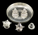 NOBILITY Silver Plated Pooja Thali Set 6 Inch with Idols and Accessories Puja Decorative Items for Home Mandir Office Wedding Return Gift