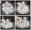 NOBILITY Silver Plated Pooja Thali Set Glossy Puja Thali Set 9 Inch Ethnic Pooja Thali for Home Temple Office Wedding Return Gift Items