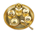 NOBILITY Brass Pooja thali Set 8 Inch with Pital Plate Kalash Spoon Diya Bowl Dhup Dan Ghanti Daily Puja Thali for Diwali Home Mandir Office Wedding Return Gift Items