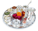 NOBILITY Silver Plated Pooja Thali Set 12 Inch with Accessories Puja Decorative Items for Home Mandir Office Wedding Return Gift