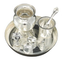 NOBILITY Silver Plated Pooja thali Set 08 Inch for Festival Ethnic Puja Thali Gift for Diwali, Home, Temple, Office, Wedding Gift