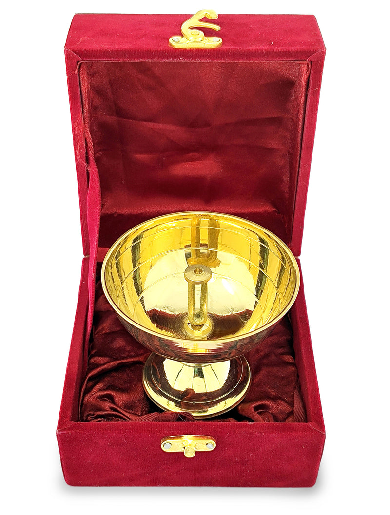 NOBILITY Brass Piyali Diya with Velvet Gift Box Traditional Oil Lamp Deepak Lamp Panchmahal Deepam for Pooja Mandir Diwali Indian Puja Items Wedding Return Gifts