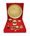 NOBILITY Pure Brass Pooja Thali Set 10 Inch with Red Velvet Gift Box