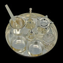 NOBILITY Silver Plated Pooja Thali Set 6 Inch Standard Puja Decorative Items for Home Mandir Office Wedding Return Gift