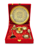 NOBILITY Pure Brass Pooja Thali Set 6 Inch with Red Velvet Gift Box