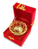 NOBILITY Crystal Diya with Red Velvet Gift Box Brass Chrystal Akhand Piyali Dia Pooja Items Diwali Decoration Puja Gifts Handmade Oil Lamp