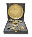 NOBILITY Pure Brass Pooja Thali Set 10 Inch with Gray Velvet Gift Box