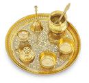 NOBILITY Brass Pooja Thali Set 10 Inch for Diwali Home Office Mandir Wedding Return Gift Items