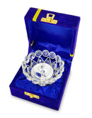 NOBILITY Crystal Diya with Blue Velvet Gift Box German Silver Chrystal Akhand Piyali Dia Pooja Items Diwali Decoration Puja Gifts Handmade Oil Lamp