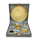 NOBILITY Pure Brass Pooja Thali Set 8 Inch with Gray Velvet Gift Box