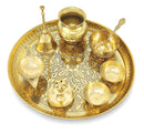 NOBILITY Brass Pooja Thali Set 10 Inch for Diwali Home Office Mandir Wedding Return Gift Items