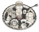 NOBILITY Silver Plated Pooja thali Set 9.5 Inch with Plate Kalash Palli Diya Kumkum Holder Bowl Dhup Dan Coin Ghanti Puja Thali for Diwali Home Mandir Office Wedding Return Gift Items
