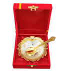 NOBILITY Bowl Spoon Set Gold and Silver Plated Leaf Shaped Designed with Velvet Box Dry Fruit Dessert Serving Sets Friends Family Home Decorative Corporate Gifts Wedding Return Gift