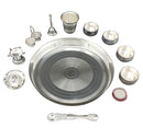 NOBILITY All in One Silver Plated Pooja Thali Set 10 Inch with Accessories Daily Puja Decorative Item for Diwali Home Mandir Office Wedding Return Gift Items