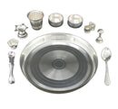NOBILITY Pooja Thali Set 10 Inch Silver Plated with Accessories Daily Puja Decorative Item for Diwali Home Mandir Office Wedding Return Gift Items