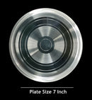 NOBILITY Silver Plated Pooja thali Set 7 Inch Plate Bowl Dhup Dan Diya Ghanti Glass Bowl Spoon Ganesh Lakshmi Desihn Coin Puja Thali for Diwali, Home, Temple, Office, Wedding Gift Items