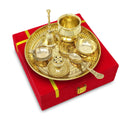 NOBILITY Pure Brass Pooja Thali Set 6 Inch with Red Velvet Gift Box