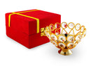NOBILITY Crystal Diya with Red Velvet Gift Box Brass Chrystal Akhand Piyali Dia Pooja Items Diwali Decoration Puja Gifts Handmade Oil Lamp