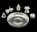 NOBILITY Silver Plated Pooja Thali Set 6 Inch with Accessories Puja Decorative Items for Home Mandir Office Wedding Return Gift