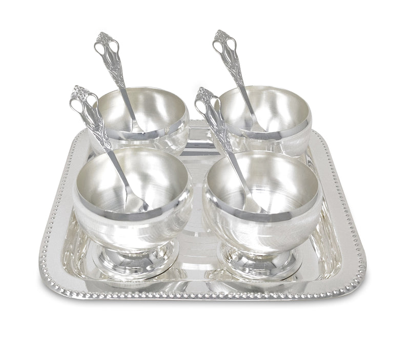 Nobility Premium Silver Plated Bowl Spoon & Tray Dessert Set