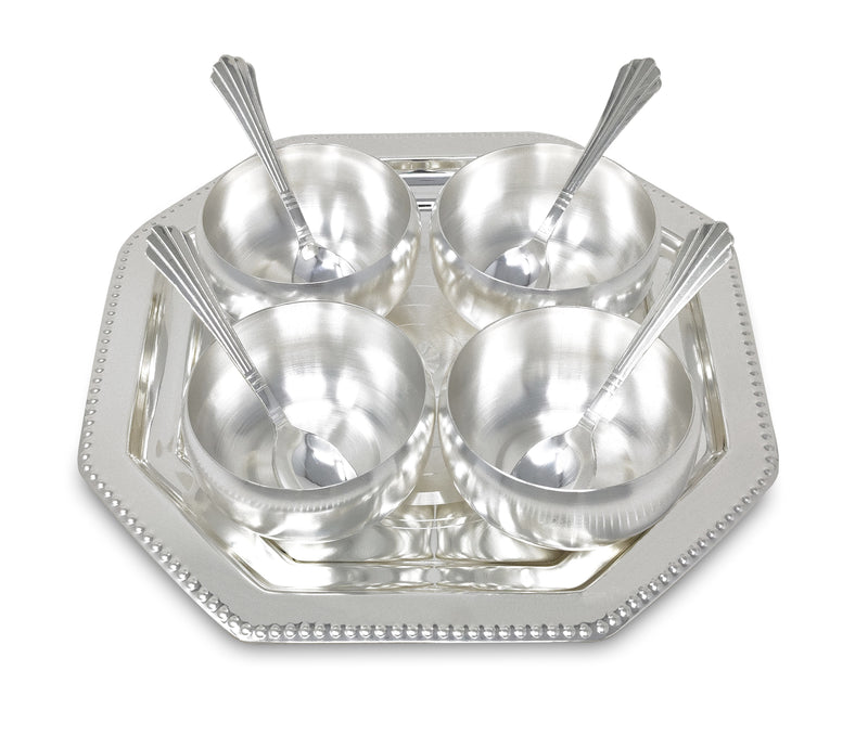 Nobility Premium Silver Plated Bowl Spoon & Tray Dessert Set