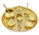 NOBILITY Brass Pooja Thali Set 10 Inch for Diwali Home Office Mandir Wedding Return Gift Items