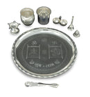 NOBILITY 12 Inch Silver Plated Pooja Thali Set with Accessories Daily Puja Decorative Gifts for Home Office Mandir Diwali Wedding Return Gift Items