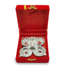 Nobility Silver Plated Diya with Red Velvet Gift Box Panchmukhi Dia Pooja Items Diwali Decoration Puja Gifts Handmade Oil Lamp Traditional Indian Deepawali Gift Items