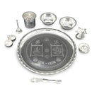 NOBILITY 12 Inch Silver Plated Pooja Thali Set with Accessories Daily Puja Decorative Gifts for Home Office Mandir Diwali Wedding Return Gift Items