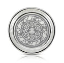 NOBILITY Subh Labh Pooja Thali Set Silver Plated with Red Gift Box Designed Puja Plate 8 Inch for Home Office Diwali Wedding Return Gift Items