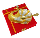 NOBILITY Bowl Spoon Set Gold and Silver Plated Leaf Shaped Designed with Velvet Box Dry Fruit Dessert Serving Sets Friends Family Home Decorative Corporate Gifts Wedding Return Gift