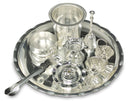 NOBILITY Silver Plated Pooja thali Set 08 Inch Festival Ethnic Puja Thali Items for Home, Office, Mandir, Weeding Gift