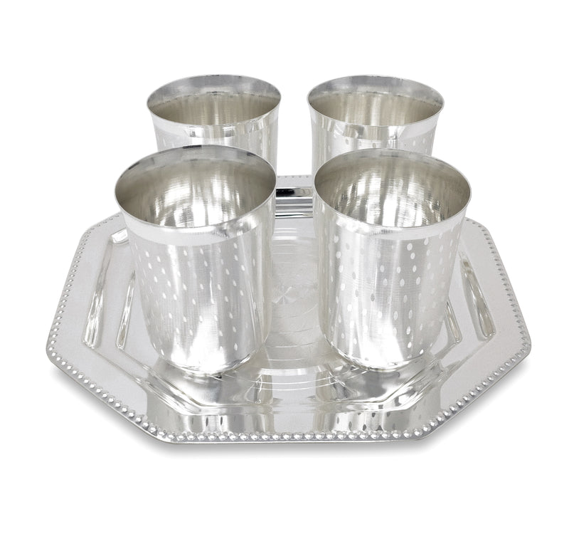 Nobility Glass Tray Set Silver Plated Serving Diwali Christmas Eid Wedding Return Corporate Gifts