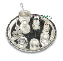 NOBILITY 12 Inch Silver Plated Pooja Thali Set with Accessories Daily Puja Decorative Gifts for Home Office Mandir Diwali Wedding Return Gift Items