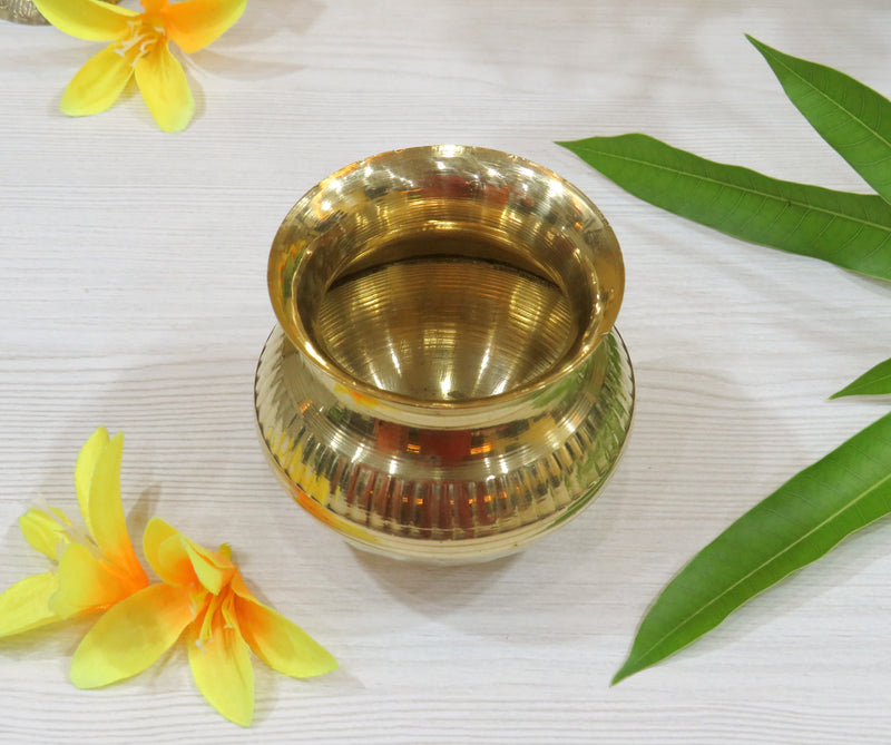 NOBILITY Brass Kalash Lota Gadwa Diamond Design Pooja Articles for Home Temple Decorative Puja Items for Poojan Purpose Return Gift