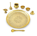 NOBILITY Brass Pooja Thali Set 10 Inch for Diwali Home Office Mandir Wedding Return Gift Items
