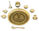 NOBILITY Brass Pooja thali 8 Inch with Accessories Ganesh Lakshmi Design Puja Set Wedding Return Gift Items