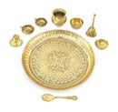 NOBILITY Brass Pooja Thali Set 10 Inch for Diwali Home Office Mandir Wedding Return Gift Items