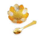 NOBILITY Bowl Spoon Set Gold and Silver Plated Leaf Shaped Designed with Velvet Box Dry Fruit Dessert Serving Sets Friends Family Home Decorative Corporate Gifts Wedding Return Gift