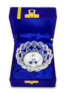 NOBILITY Crystal Diya with Blue Velvet Gift Box German Silver Chrystal Akhand Piyali Dia Pooja Items Diwali Decoration Puja Gifts Handmade Oil Lamp