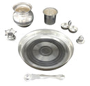 NOBILITY Silver Plated Pooja thali Set 08 Inch for Festival Ethnic Puja Thali Gift for Diwali, Home, Temple, Office, Wedding Gift