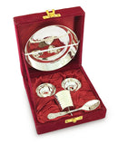 NOBILITY Laddu Gopal Bhog Thali Set Silver Plated Small 5 Inch Pooja Set for Krishna Janmashtami Decoration Iskcon Gift Festival Krishna Puja Set for Home Office Mandir Items