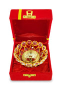 NOBILITY Crystal Diya with Red Velvet Gift Box Brass Chrystal Akhand Piyali Dia Pooja Items Diwali Decoration Puja Gifts Handmade Oil Lamp