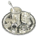 NOBILITY Silver Plated Pooja thali Set 08 Inch Festival Ethnic Puja Thali Items for Home, Office, Mandir, Weeding Gift