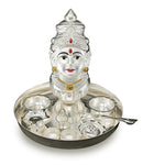 NOBILITY Silver Plated Pooja thali Set with Varalakshmi Devi Mukhota Idol Statue