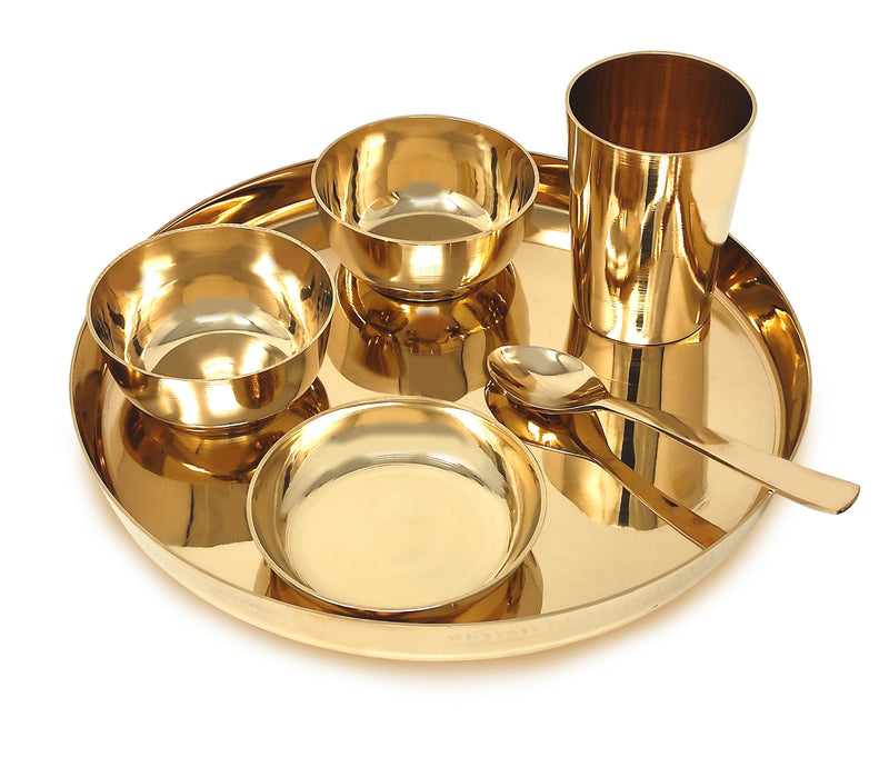 NOBILITY Brass Dinner Set 12 Inch for Adult Daily Use Annaprashan Sanskar Rice Ceremony Gift for Girls Boys Kids Festive Birthday Return Home Decorative Gifts Items