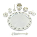 NOBILITY Pooja Thali Set Silver Plated with Red Gift Box