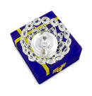NOBILITY Crystal Diya with Blue Velvet Gift Box German Silver Chrystal Akhand Piyali Dia Pooja Items Diwali Decoration Puja Gifts Handmade Oil Lamp